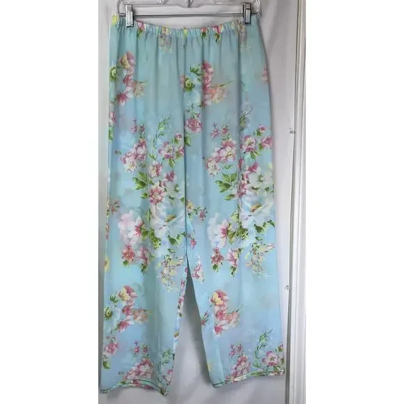 Oscar De La Renta Pink Label Women's Size Med Blue Floral Print Lounge Set - Picture 6 of 14